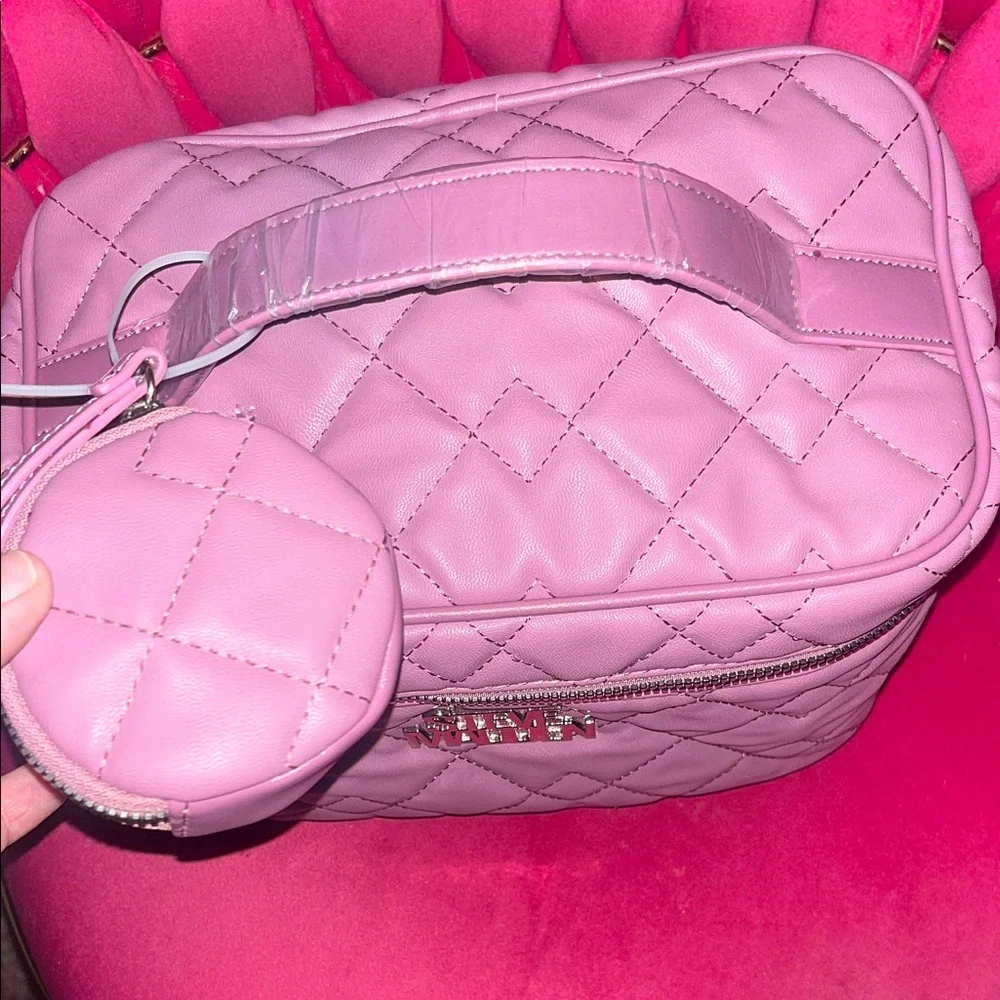 Steve Madden Quilted Purple Cosmetic Bag Train Case